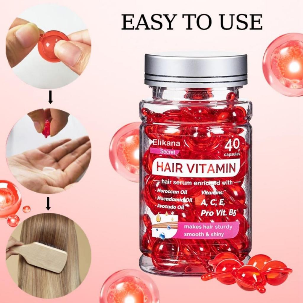 2 Bottles Hair Essential Oil Capsules. Leave-In Hair Conditioner, Hair Oil, Nourishing and Moisturizing Hair, Capsule Conditioner