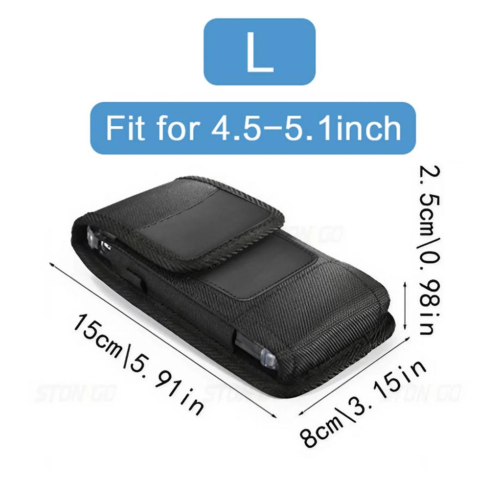 3.5-6.8inch Phone Nylon Pouch Cell Phone Belt Clip Carrying Holster Case Waist Bag for IPhone 16 15 14 Samsung S24 S23 Xiaomi Mobile Leather Cover