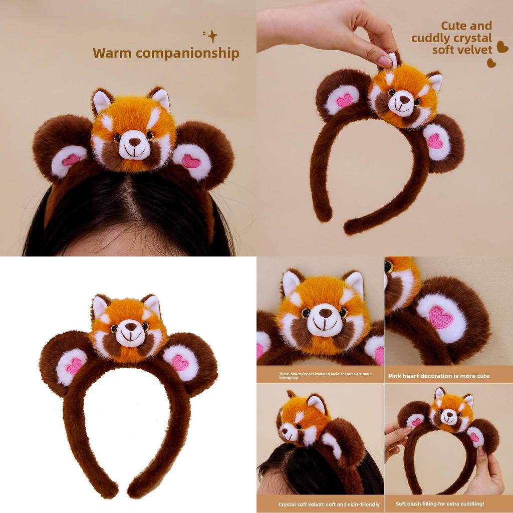 Red Panda Soft Plush Headband With Decorative Hair Accessory For Playroom