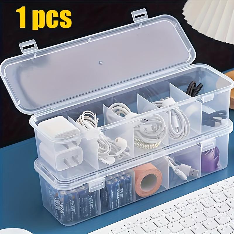 Large-capacity Covered Cable Gemstoneent Box, 5 Compartments - A Space-saving Desktop Storage Solution for Offices and Homes.