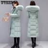 Женская хлопковая куртка-пуховик, длинная выше колена, модная, тонкая, с большим мохнатым воротником, в длинной части, утолщенная зимняя куртка