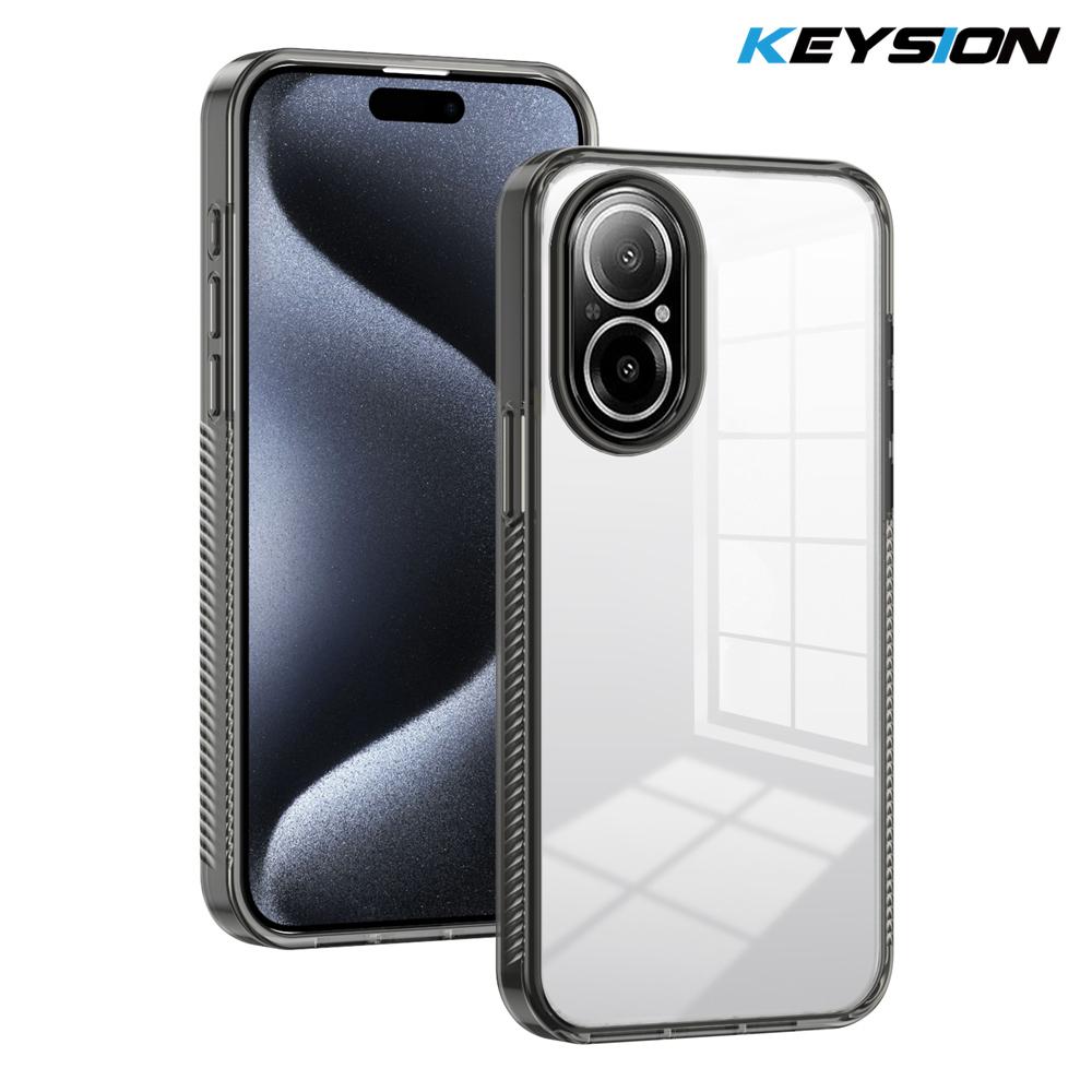 KEYSION Прозрачный чехол для Realme C67 4G Мягкий ТПУ+ПК Противоскользящий HD Прозрачный Ударопрочный Задняя крышка телефона для OPPO Realme C67