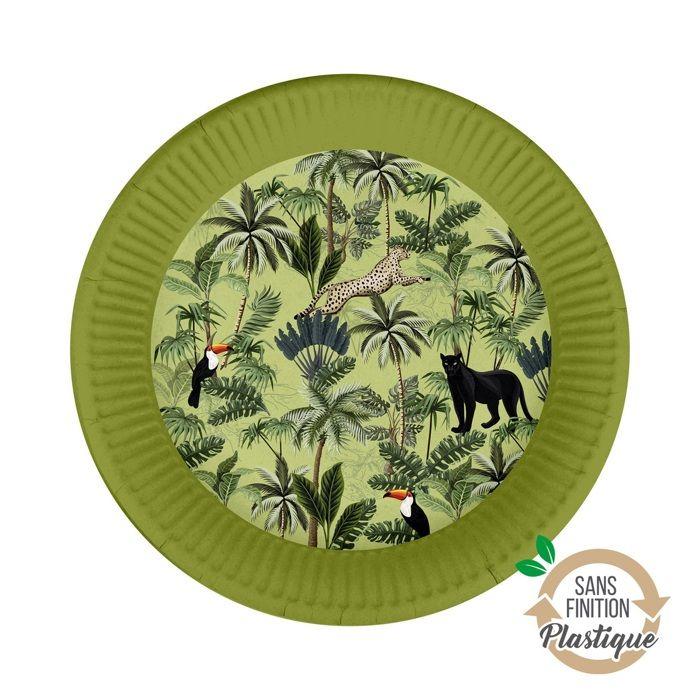Assiettes en carton - Toucan - 23 cm - Ensemble de 10 - Vert - Écologique
