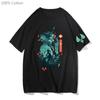 Genshin Impact Tshirt Kitsune Fox Mask Shirts Women Casual Tees Anime Graphic Clothes Zhongli Xiao T-shirt