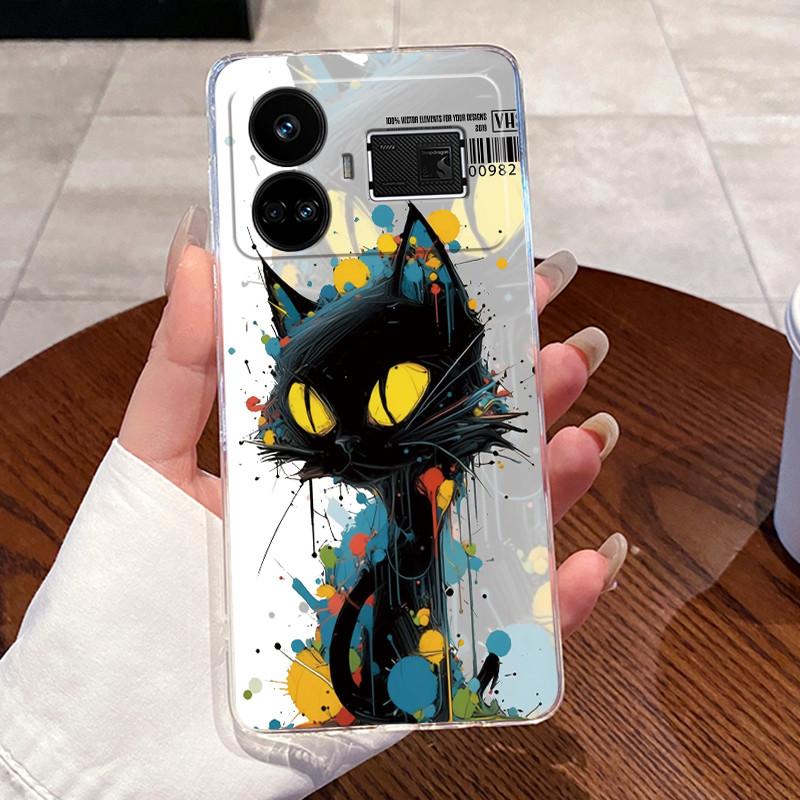 Casing For Realme GT5 Case Transparent Soft Silicone Aesthetic Fashion Cute Cat Astronaut Cover For Realme GT 5 240W Phone Case