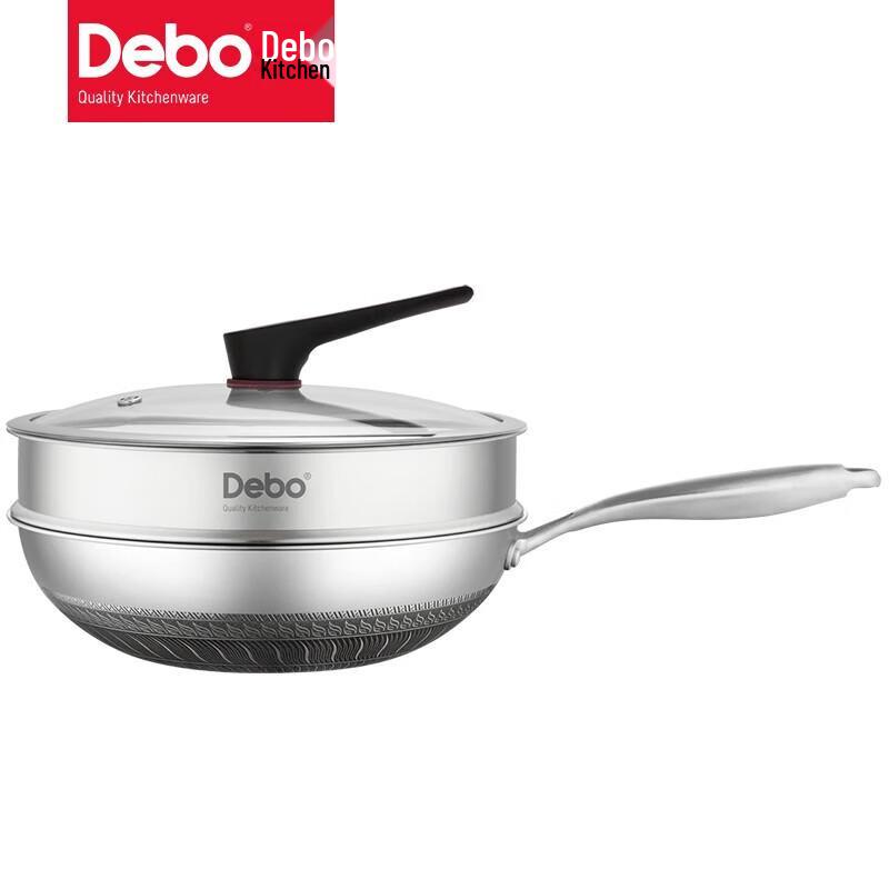 Debo 316 Stainless Steel Double-sided Honeycomb Non-stick Wok, 32cm