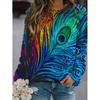 Spring And Autumn 3D Peacocks Printed Long Sleeve T Shirt Women Florals Pullover Harajuku Clothing Fashion Women Tops Sweatshirt