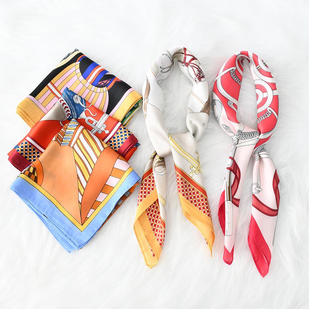 Women'S New Fashionable Atmosphere Simulation Silk Scarf Neck Protection Scarf Spring Summer Autumn Square Scarf