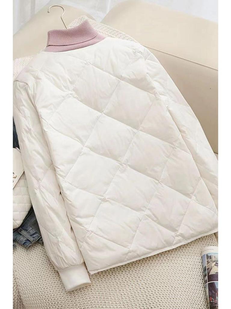 Женская легкая короткая хлопковая куртка-бомбер на пуху - Корейский стиль 2023