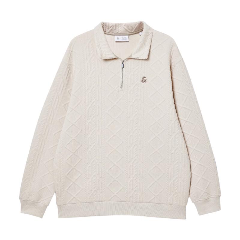 JACK&JONES Men's Loose Fit Half-Zip Textured Jacquard Sweatshirt