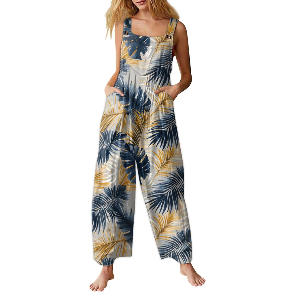 Женский комбинезон с принтом, повседневный свободный комбинезон