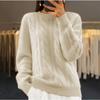 Round Neck Solid Color Knitwear Vintage Fried Dough Twists Pullover Women Thick Slim Sweater Long Sleeve Warm Top Casual Loose Commuting Autumn Winter