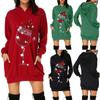 Women's Fashion Christmas Hoodie Bag Hip Pocket Print Hoodie Fashion Dress