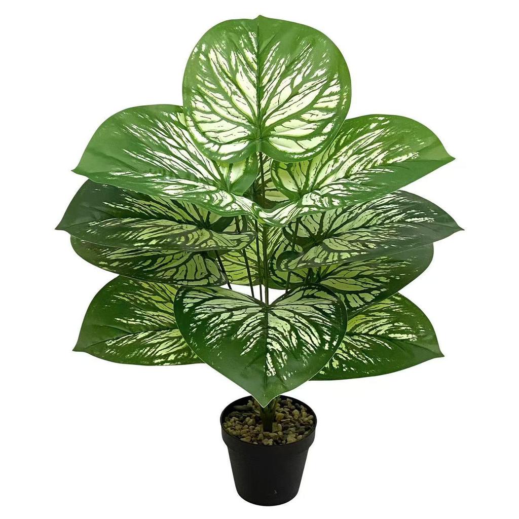 Nordic Style Artificial Green Plant Bonsai with Tactile Glue Leaves for Home Decoration