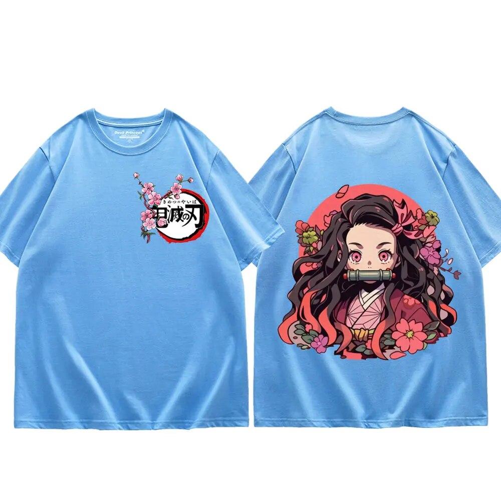 Japan Anime Demon Slayer Kamado Nezuko Print T Shirt Unisex Women Fashion Trend Short Sleeve T Shirts Kawaii Cute Oversized T-shirt