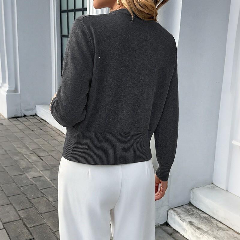 2026 Fall Womens Vintage Knit Cardigan Casual Button Front Split Long Sleeve Sweater With Scarf