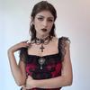 Ingemark Halloween Gothic Big Cross Jesus Pendant Choker Necklace for Women Multilayer Metal Chain Part Jewelry Accessories New