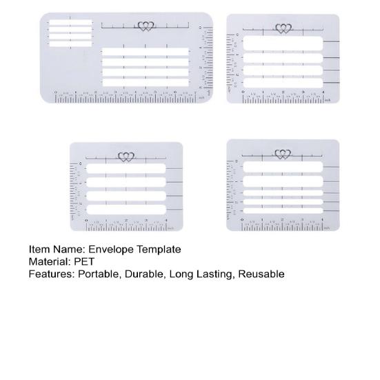 4 шт. шаблоны конвертов, руководство по адресации конвертов, легкие портативные трафареты для самостоятельной каллиграфии, линейка направляющих, набор шаблонов трафаретов