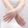Модные длинные прозрачные перчатки из тюля, ультратонкие эластичные варежки с полным пальцем, сетчатые перчатки до локтя, перчатки для невесты, солнцезащитные варежки для вождения