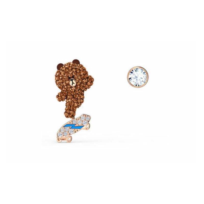 Swarovski Line Friends Vibrant Brown Bear Stud Earrings Women's Brown 5514438