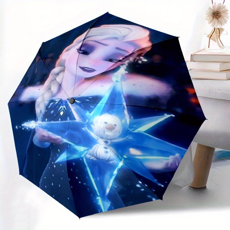 Frozen II Magic Star Automatic Opening and Closing Umbrella, Lightweight 3-Fold, With Cute Cartoon Characters, Suitable for Home, Outdoor an