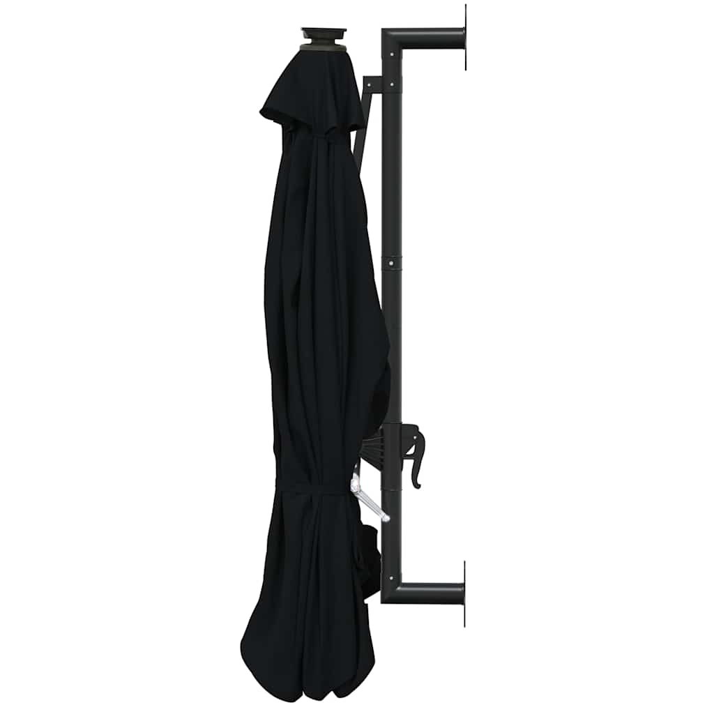Wall Mounted Sun Umbrella with LEDs 300 cm Black