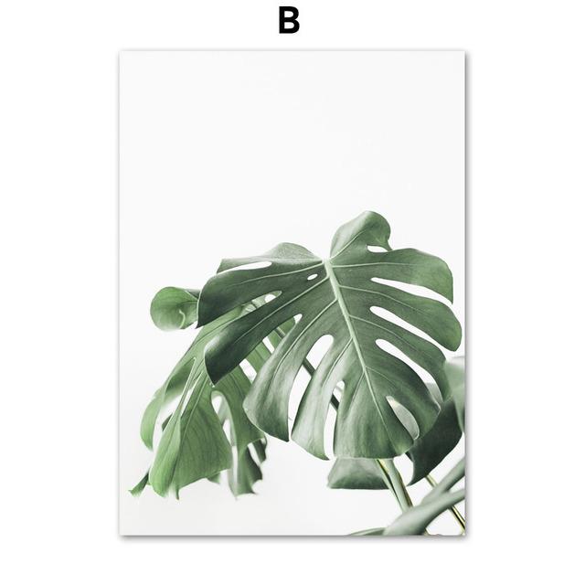 White Tulip Succulents Monstera Plant Wall Art Canvas Painting Nordic Posters And Prints Wall Pictures For Living Room Decor