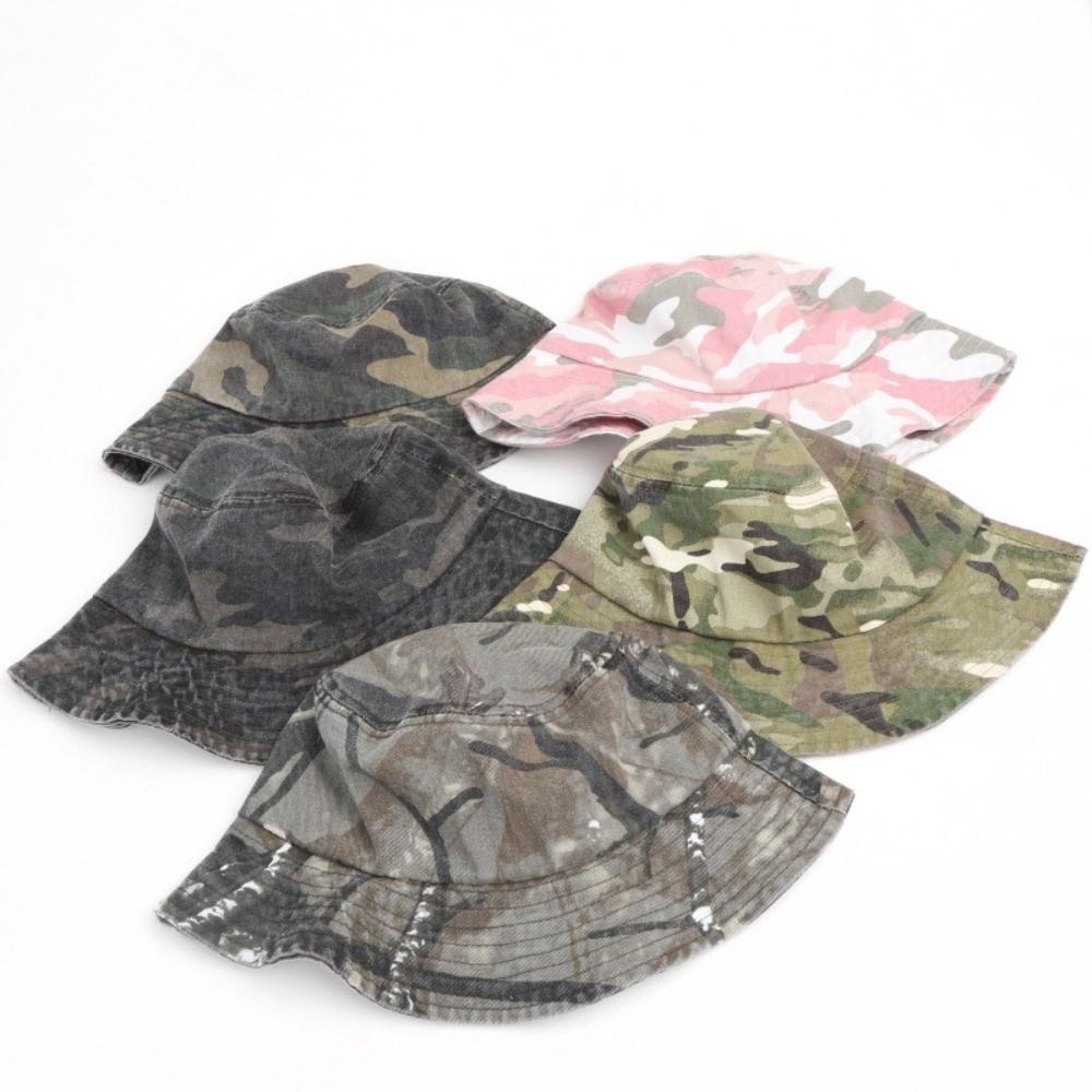Sun Protection Panama Hat Camouflage Fisherman Hat Vintage Bucket Hat  Outdoor Travel