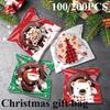 100/200 шт. Рождественские пакеты для упаковки конфет, печенья, пончиков, рождественские самоклеящиеся подарочные пакеты, рождественские новогодние украшения Navidad Noel