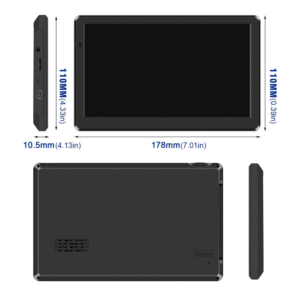 7-дюймовый автомобильный GPS-навигатор FM-передатчик HD TFT сенсорный экран Портативная автомобильная спутниковая GPS-навигация Карта ЕС АВСТРАЛИИ США 256 МБ+8 ГБ