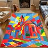 Colorful Stained Glass Church Design Patterned carpet, non slip mat suitable for living room and bedroom sofas