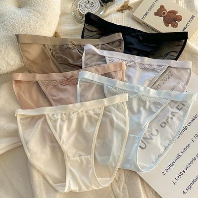 Женское нижнее белье с высоким разрезом, атласное, кружевное, сексуальное, удобное, дышащее, из хлопка, нижняя часть промежности, средняя талия, новое