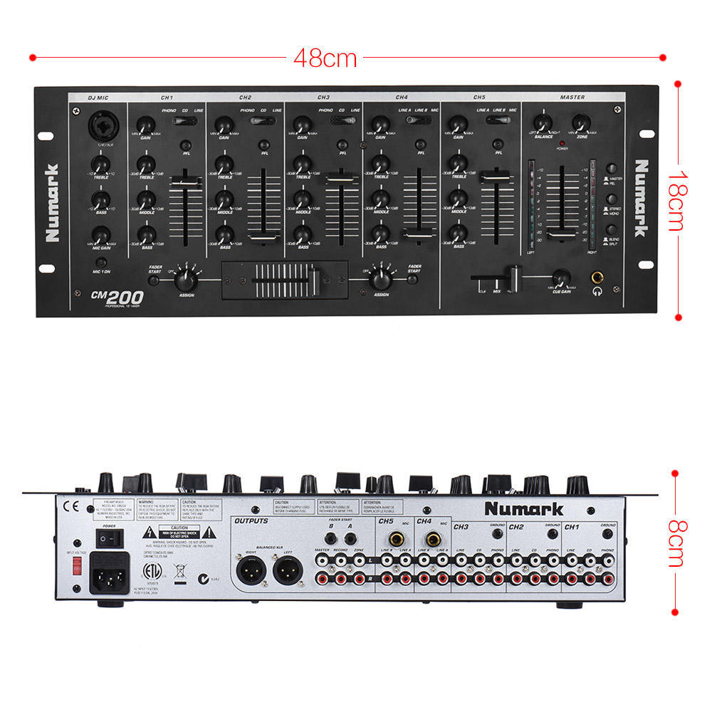 Профессиональный 5-канальный DJ-микшер для монтажа в стойку, стереомикшер, микшерная консоль