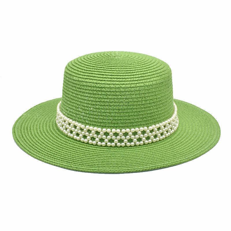 French hat summer new pearl flat top hat women's casual sun hat princess top hat trend