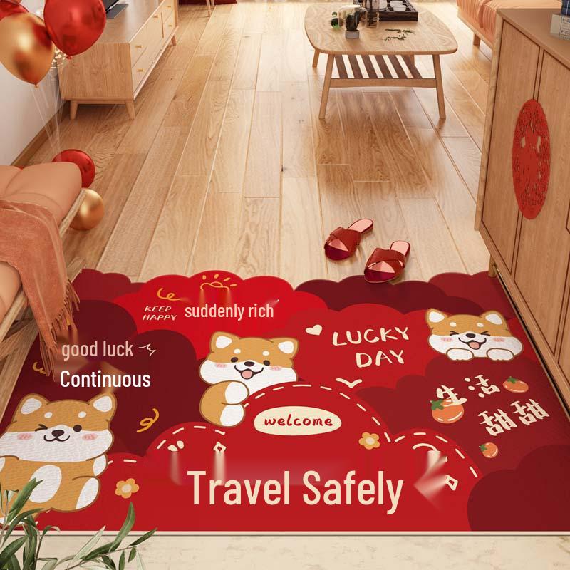 New Chinese Style Entryway Doormat: Mud-Scraping, Dirt-Wiping, Wear-Resistant, Cuttable Silk Ring Design