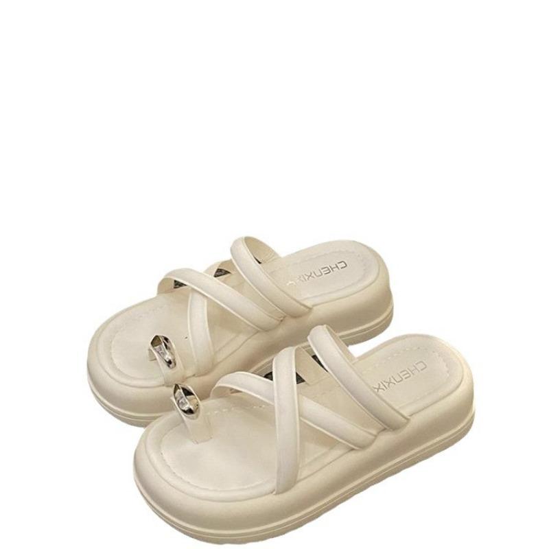 2024 Новые сандалии на толстой подошве с завышенным носком для женской летней верхней одежды