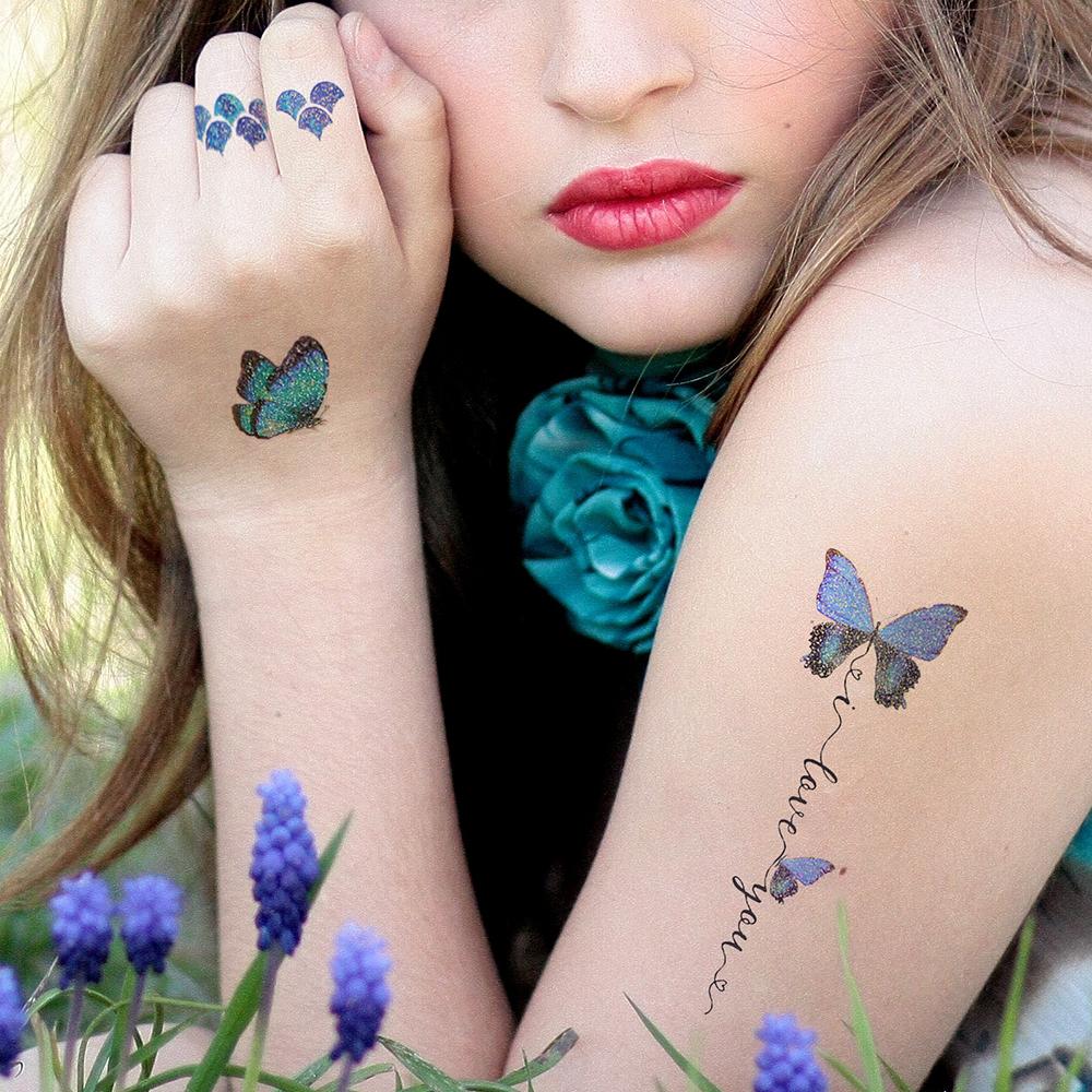 12/1 Sheets Gradient Glitter Temporary Butterfly Facial Tattoos Costume Party Face Tattoos For Women/Girls Waterproof But Easy Remove Tattoos