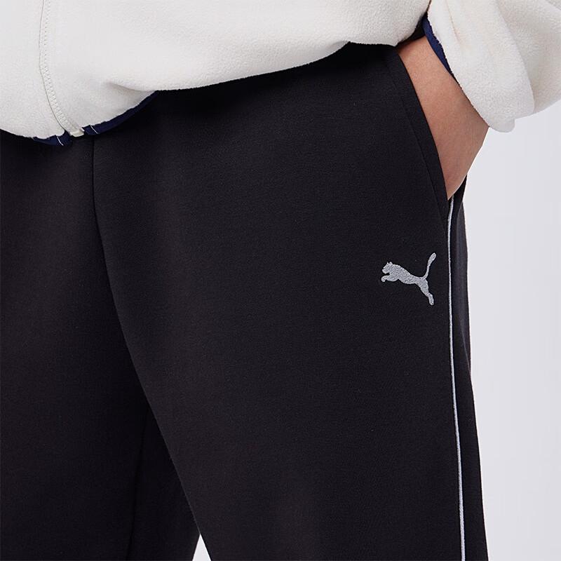 Puma Solid Color Brand Logo Print Mid Waist Retro Sports Striped Cuffed Casual Pants Men Bottoms Black 686083-01