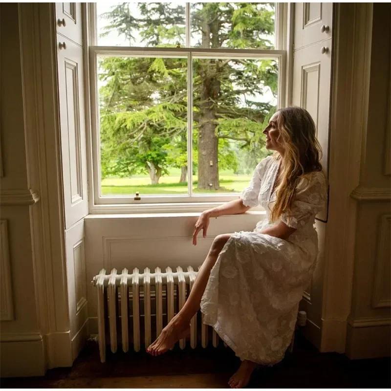 Белое печатное однобортное платье с разрезом для женщин, модные платья с V-образным вырезом и коротким рукавом, летние женские платья для отдыха на пляже