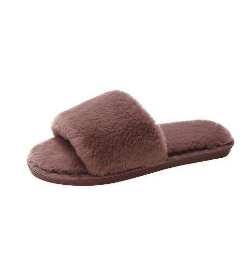 Зимние женские зимние домашние меховые тапочки, нескользящая повседневная домашняя обувь на плоской подошве, женские шлепанцы, теплая обувь, однотонные цвета