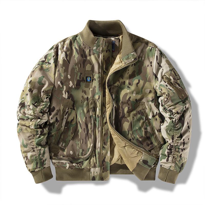 Мужская тактическая куртка-бомбер с воротником-стойкой на осень-зиму – Бейсбольная форма в стиле пилота ВВС