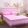 Decorative Embroidered Lace Bed Skirt Princess Bed Skirt Non-slip Mattress Cover Protector Bedspread Bedsheet Bed Cover Bedding