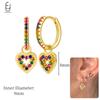925 Sterling Silver Ear Needle Fashion Hoop Earrings Colorful Crystal Pendants Gold Earring Premium Luxury Women's Jewelry Gift
