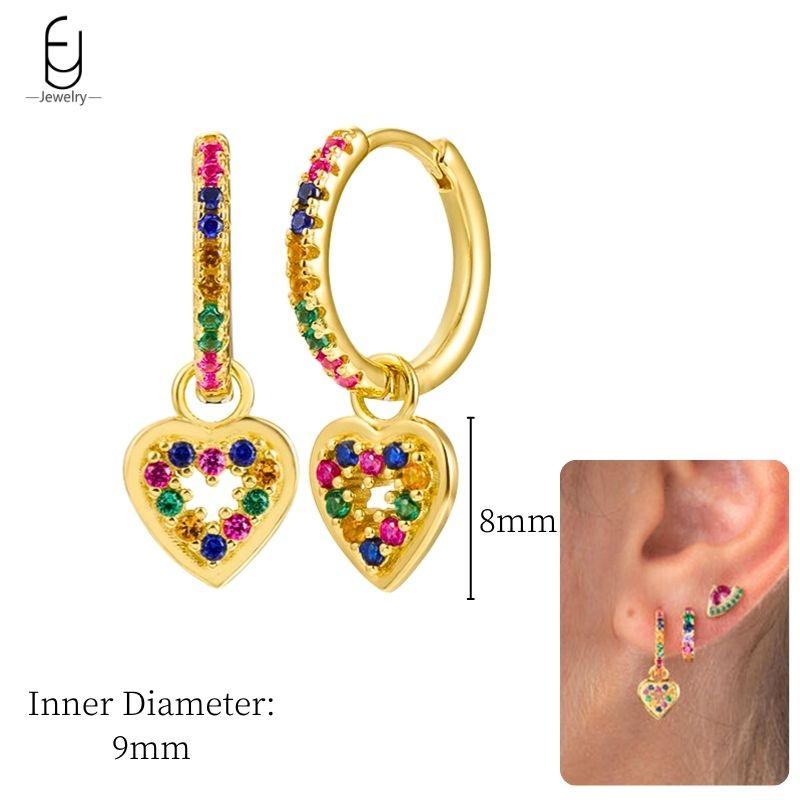 925 Sterling Silver Ear Needle Fashion Hoop Earrings Colorful Crystal Pendants Gold Earring Premium Luxury Women's Jewelry Gift