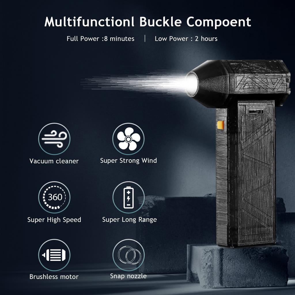 Violent Turbo Fan Hair Dryer Dust Removal Snow Blowing 130,000 Rpm Brushless Black 6000 mAh