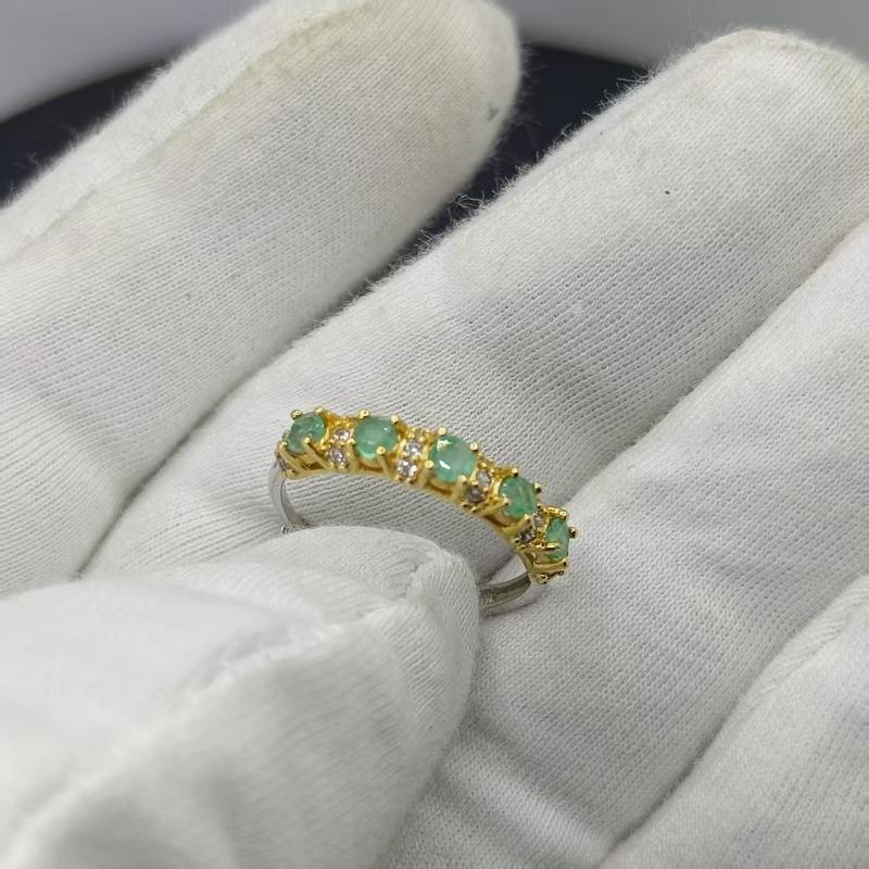 Sace Gems Кольца из стерлингового серебра 925 пробы 3 мм с натуральным изумрудом для женщин, для помолвки, для коктейльной вечеринки, ювелирные изделия