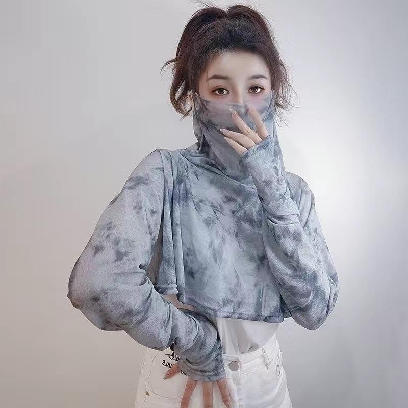 Женская шаль с защитой от УФ-лучей, со встроенными рукавами и маской для лица для защиты от солнца