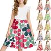 Summer Children's Dress Girls Printed Flowers Casual Cute Round Neck Princess Dress