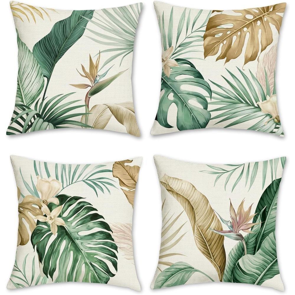 Tropical Leaf Shadows Interweaving Imbuing Rainforest VitalityCover Bedroom Sofa Decoration Polyester Cushion Cover with Zipper