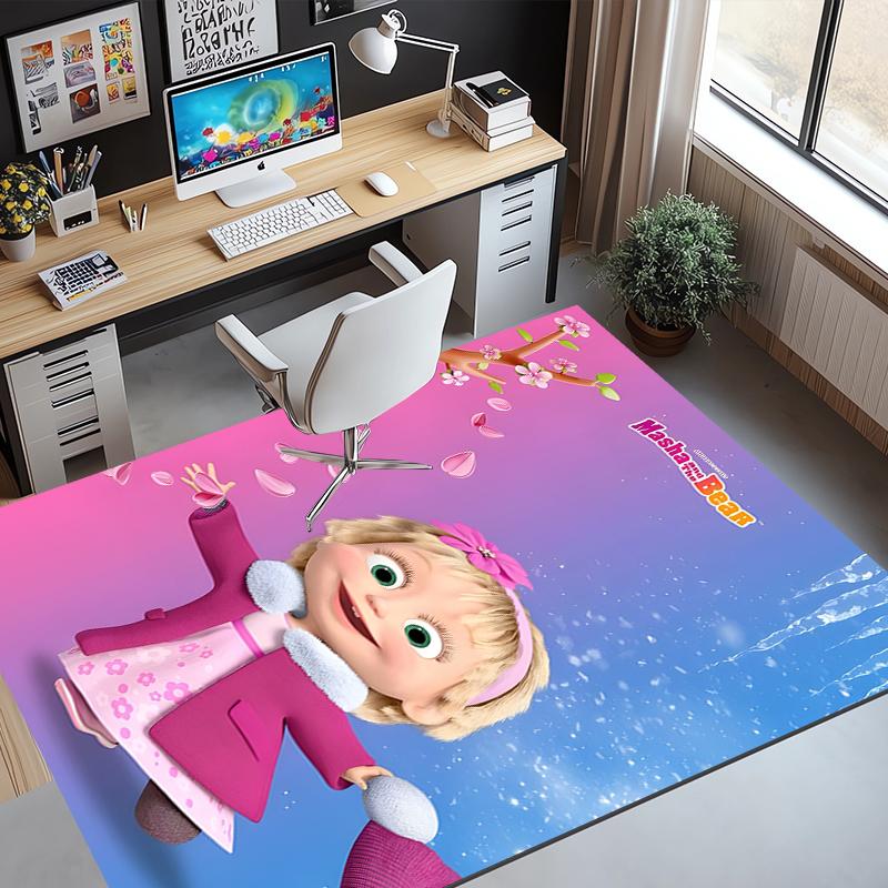 Masha and The Bear Pattern Rug, Indoor/Outdoor Mat, for Picnic, Gameroom, Bedroom, Office, Living Room, Home Decor Carpet, Birthday Gift